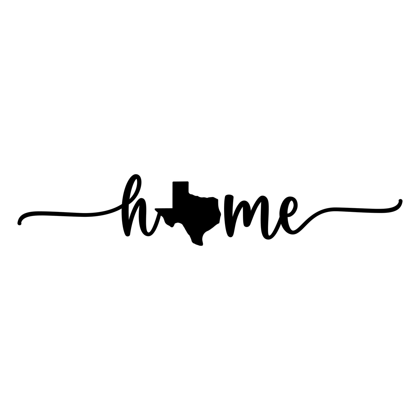 Home in cursive with State of Texas Patch