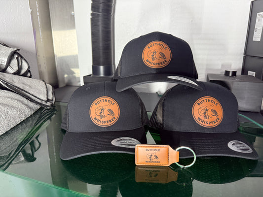 Booty Hole Whisperer Patched Hat | Black on Black Yupoong Classic Snapback | Funny Hat with Free Keychain!