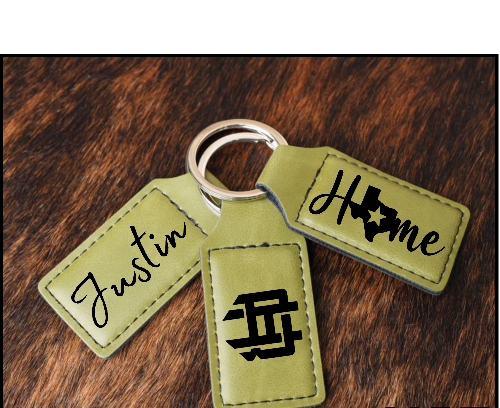 Customizable Leatherette Keychains | Laser Engraving included | Olive Green to Black