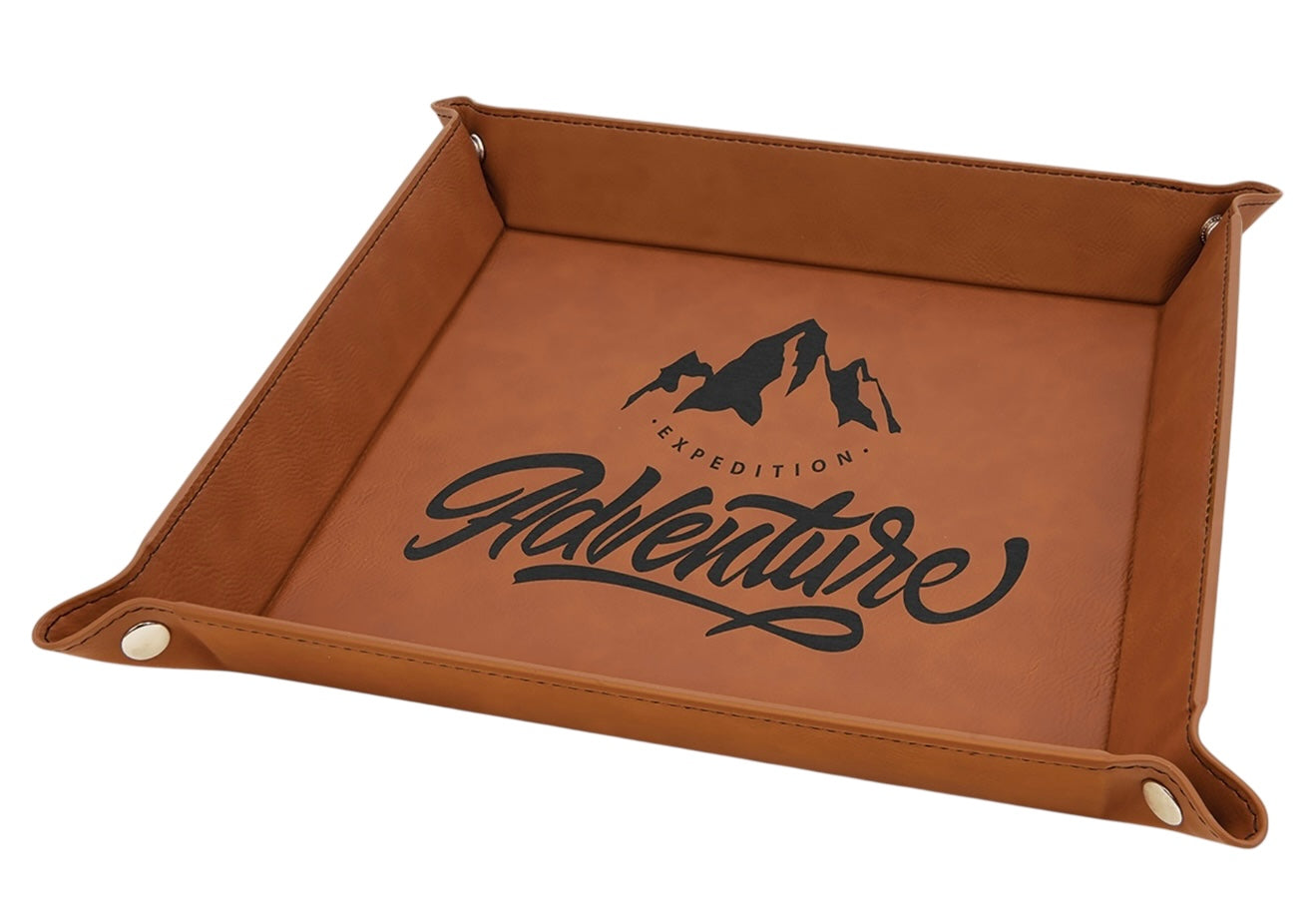 Snap Up Tray with Silver Snaps Leatherette | 9" X 9" | Many Colors To Choose From | Dresser Tray For Pocket Contents