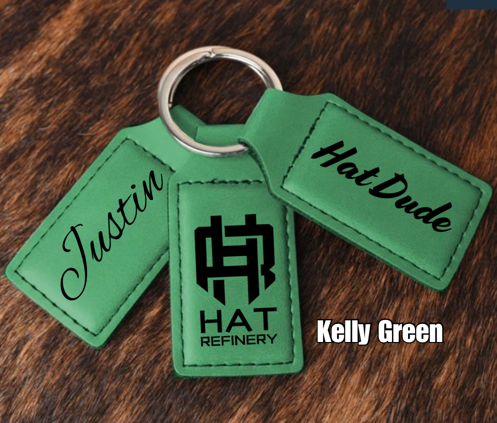 Customizable Leatherette Keychains | Laser Engraving included | Kelly Green to Black