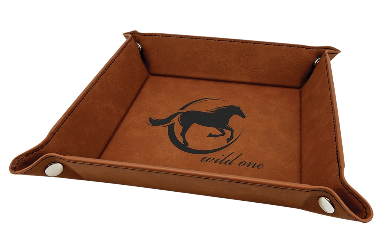 Snap Up Tray with Silver Snaps Leatherette | 6" X 6" | Many Colors To Choose From | Dresser Tray For Pocket Contents