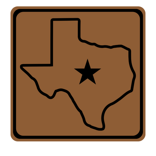 Shape of Texas with Star in Center Patch | Rawhide