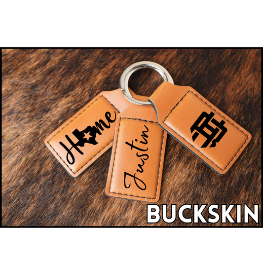 Customizable Leatherette Keychains | Laser Engraving included | Buckskin to Black