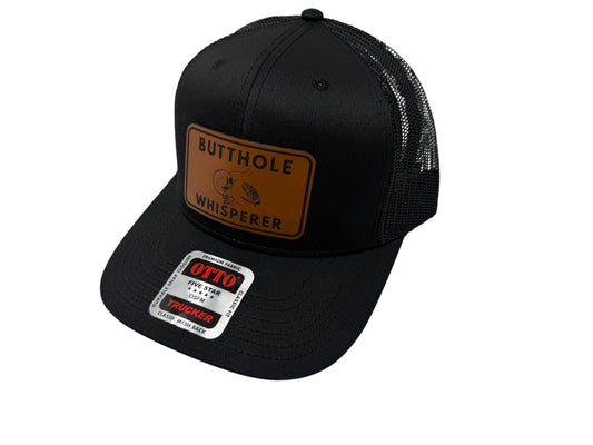 Butthole Whisperer Patched Hat | Black on Black Otto Snapback | Funny Hat | Free Matching Keychain