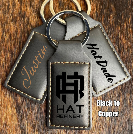 Customizable Leatherette Keychains | Laser Engraving included | Black to Copper