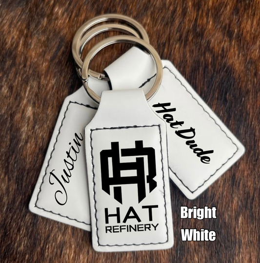 Customizable Leatherette Keychains | Laser Engraving included | White to Black