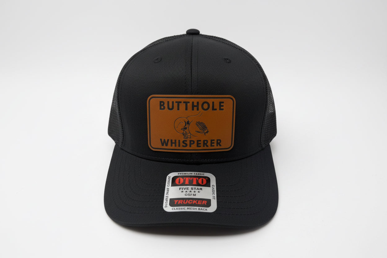 Butthole Whisperer Patched Hat | Black on Black Otto Snapback | Funny Hat | Free Matching Keychain