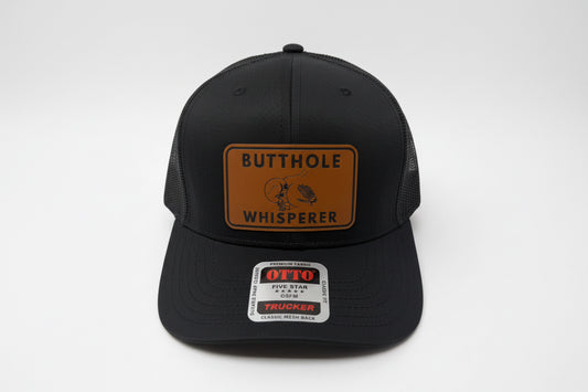 Butthole Whisperer Patched Hat | Black on Black Otto Snapback | Funny Hat | Free Matching Keychain