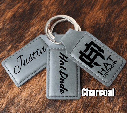 Customizable Leatherette Keychains | Laser Engraving included | Charcoal to Black