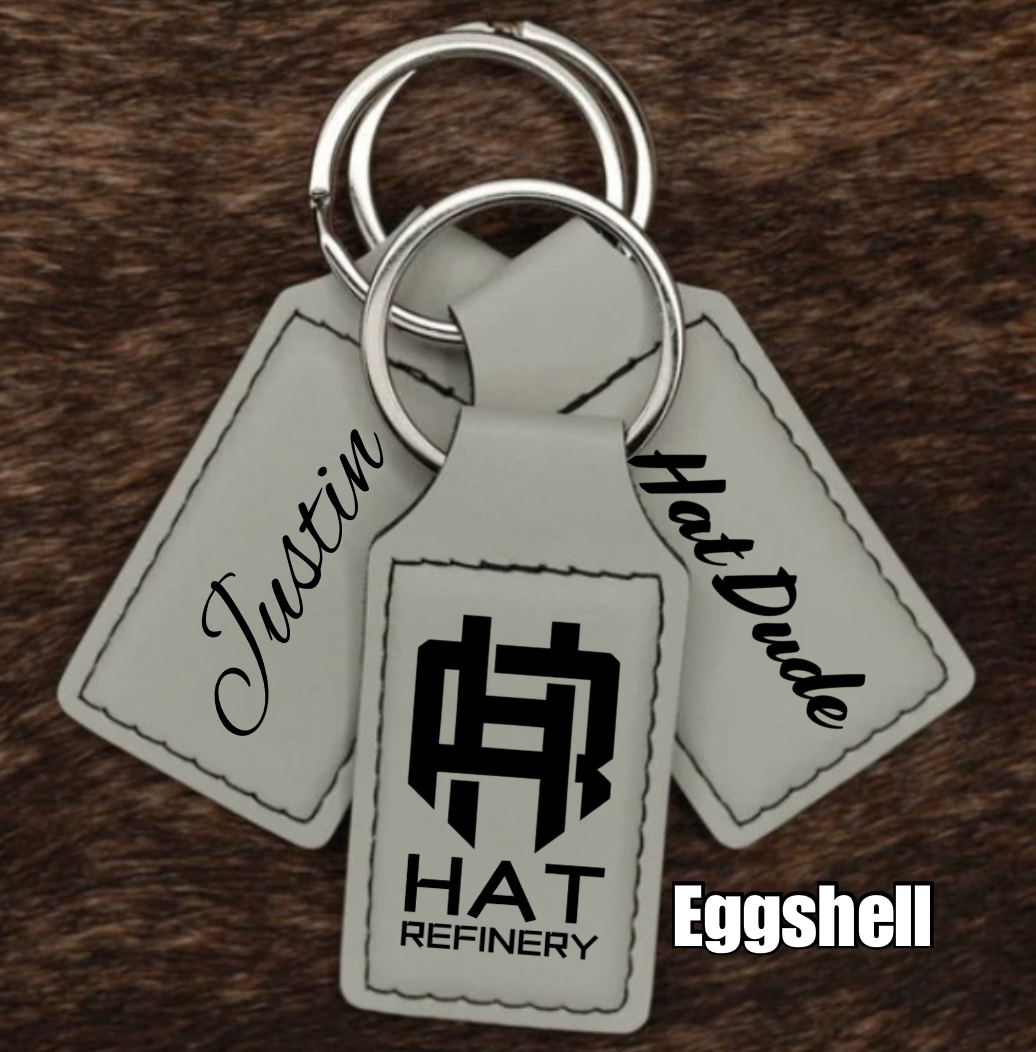 Customizable Leatherette Keychains | Laser Engraving included | Eggshell to Black