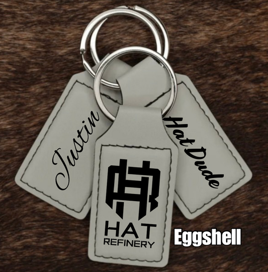 Customizable Leatherette Keychains | Laser Engraving included | Eggshell to Black
