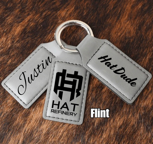 Customizable Leatherette Keychains | Laser Engraving included | Flint to Black