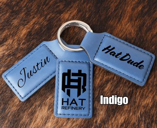 Customizable Leatherette Keychains | Laser Engraving included | Indigo to Black