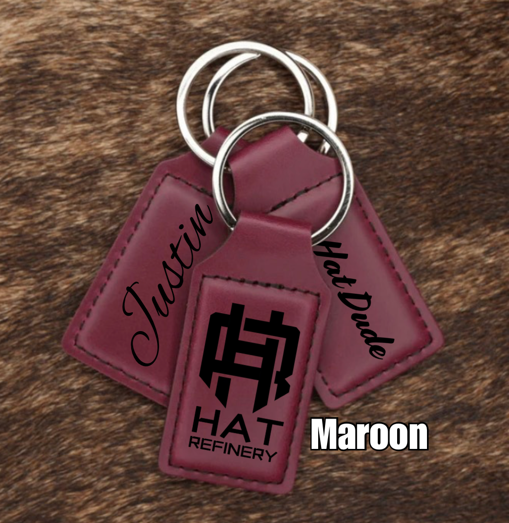 Customizable Leatherette Keychains | Laser Engraving included | Maroon