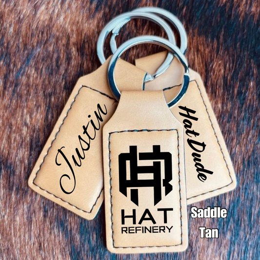 Customizable Leatherette Keychains | Laser Engraving included | Saddle Tan