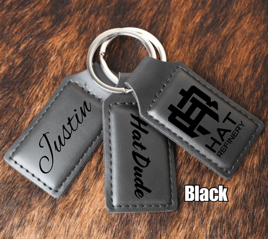 Customizable Leatherette Keychains | Laser Engraving included | Black