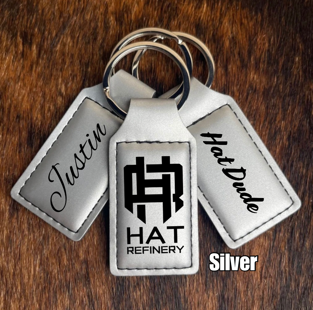 Customizable Leatherette Keychains | Laser Engraving included | Silver to Black