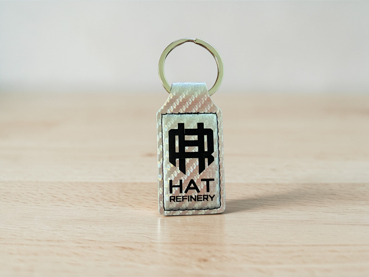Customizable Leatherette Keychains | Laser Engraving included | Silver Carbon Fiber to Black