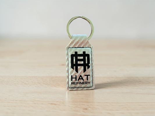 Customizable Leatherette Keychains | Laser Engraving included | Silver Carbon Fiber to Black