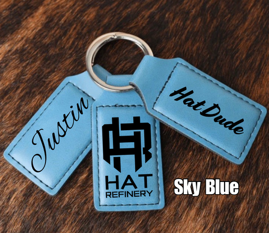Customizable Leatherette Keychains | Laser Engraving included | Sky Blue