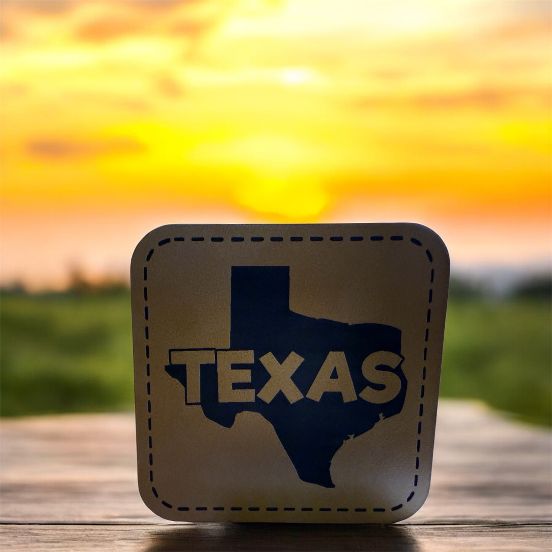 Shape of Texas with Texas spelled out in Patch