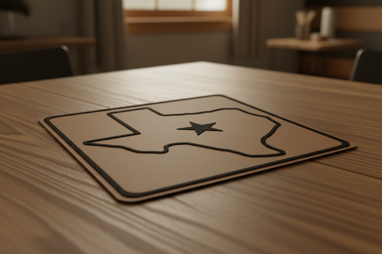 Shape of Texas with Star in Center Patch | Rawhide in Color
