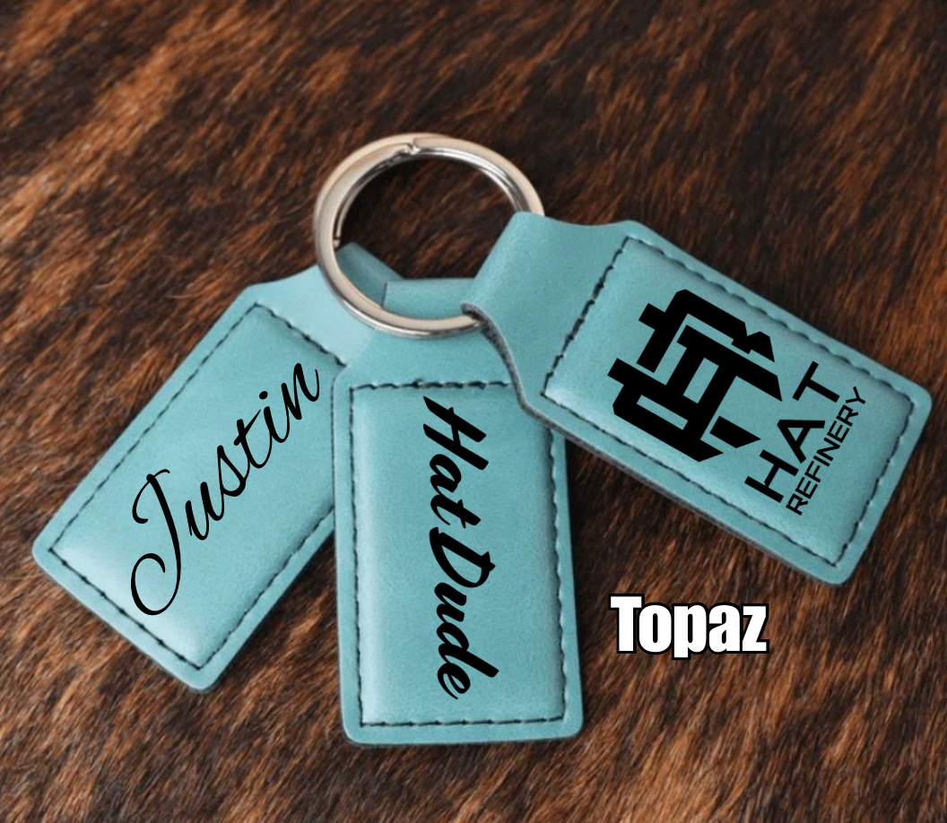 Customizable Leatherette Keychains | Laser Engraving included | Topaz to Black