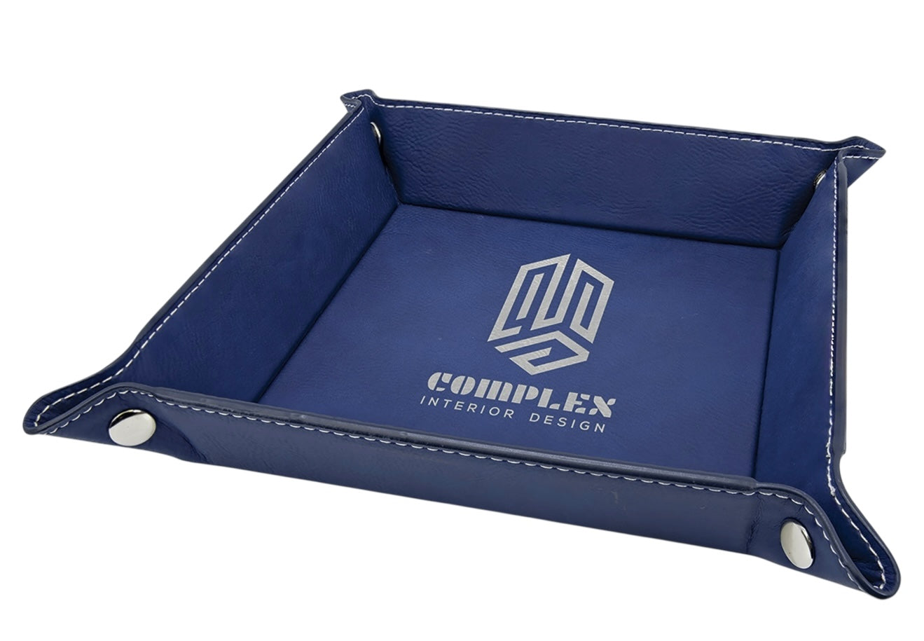 Snap Up Tray with Silver Snaps Leatherette | 6" X 6" | Many Colors To Choose From | Dresser Tray For Pocket Contents