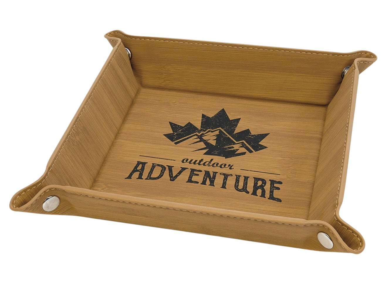 Snap Up Tray with Silver Snaps Leatherette | 6" X 6" | Many Colors To Choose From | Dresser Tray For Pocket Contents