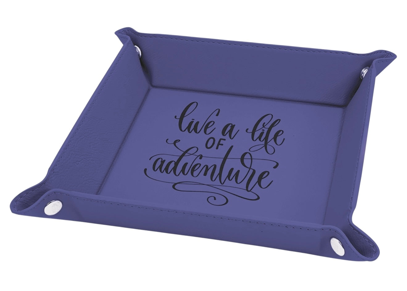 Snap Up Tray with Silver Snaps Leatherette | 6" X 6" | Many Colors To Choose From | Dresser Tray For Pocket Contents