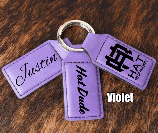 Customizable Leatherette Keychains | Laser Engraving Included | Violet to Black