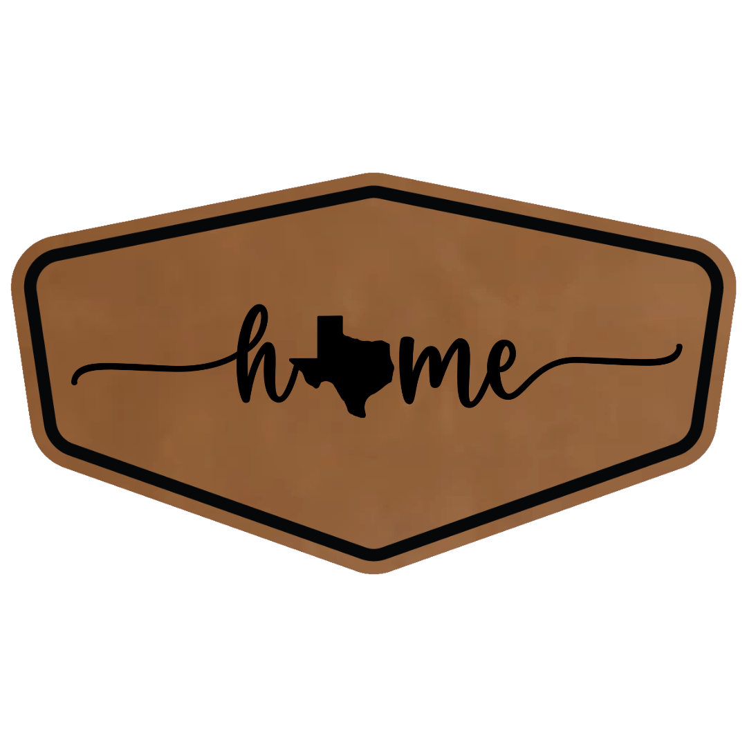 Home in cursive with State of Texas Patch