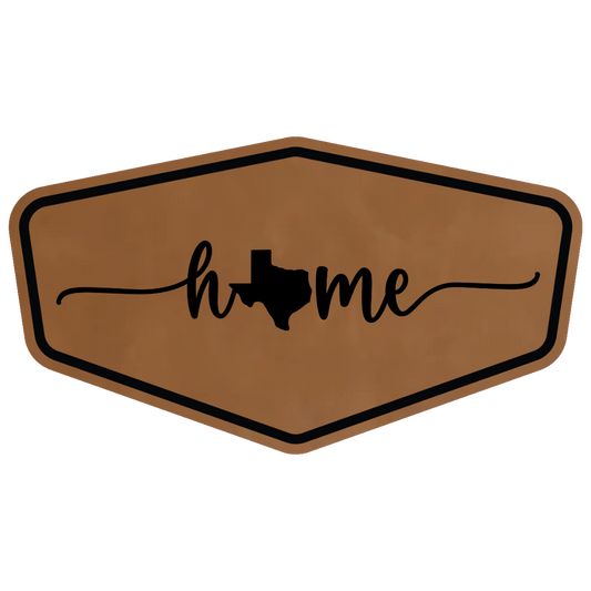 Home in cursive with State of Texas Patch