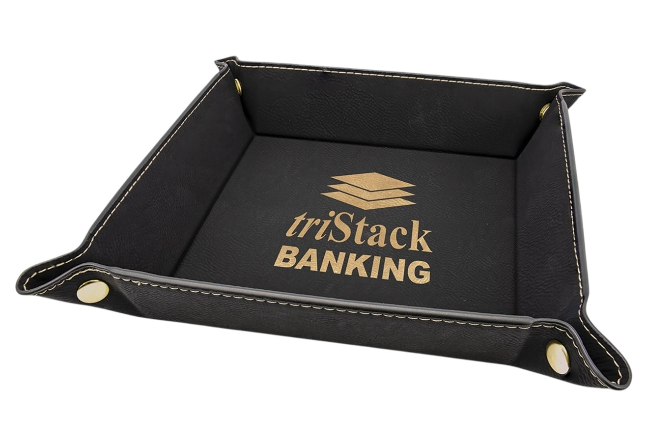 Snap Up Tray with Silver Snaps Leatherette | 6" X 6" | Many Colors To Choose From | Dresser Tray For Pocket Contents