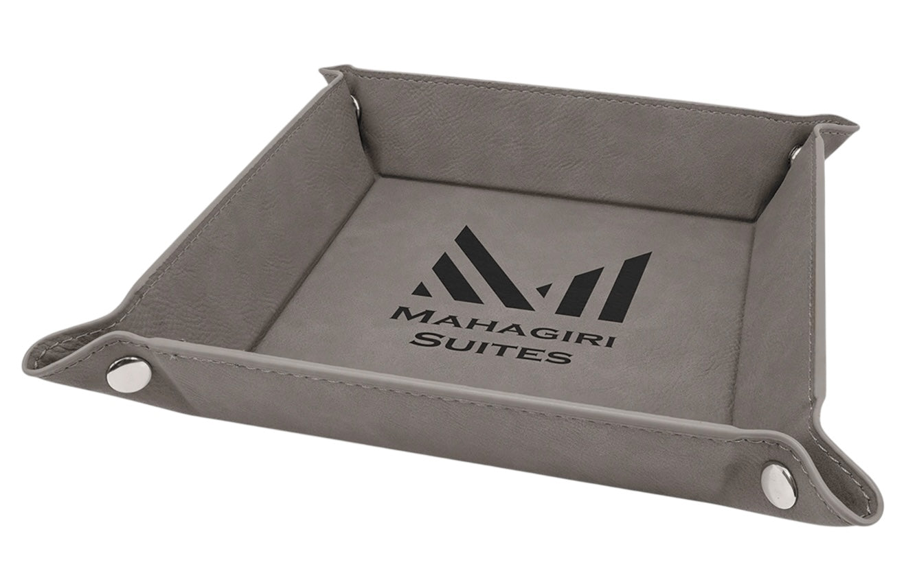 Snap Up Tray with Silver Snaps Leatherette | 6" X 6" | Many Colors To Choose From | Dresser Tray For Pocket Contents