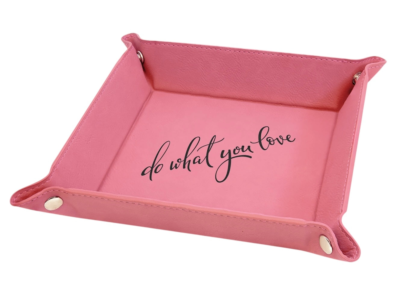 Snap Up Tray with Silver Snaps Leatherette | 6" X 6" | Many Colors To Choose From | Dresser Tray For Pocket Contents