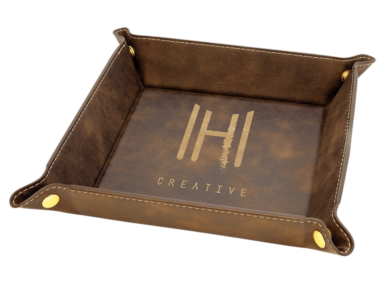 Snap Up Tray with Silver Snaps Leatherette | 6" X 6" | Many Colors To Choose From | Dresser Tray For Pocket Contents