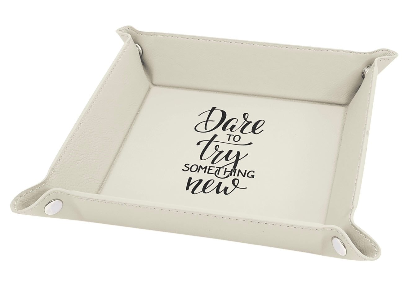Snap Up Tray with Silver Snaps Leatherette | 6" X 6" | Many Colors To Choose From | Dresser Tray For Pocket Contents